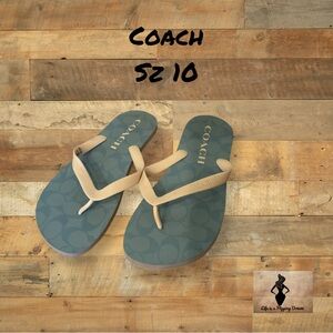 Coach Flip Flops with White And Blue Detail Sz 10